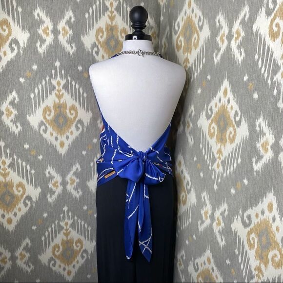 Ralph Lauren Multi Regatta Yacht Silk Scarf Silver Link Necklace Halter Top - Picture 7 of 16